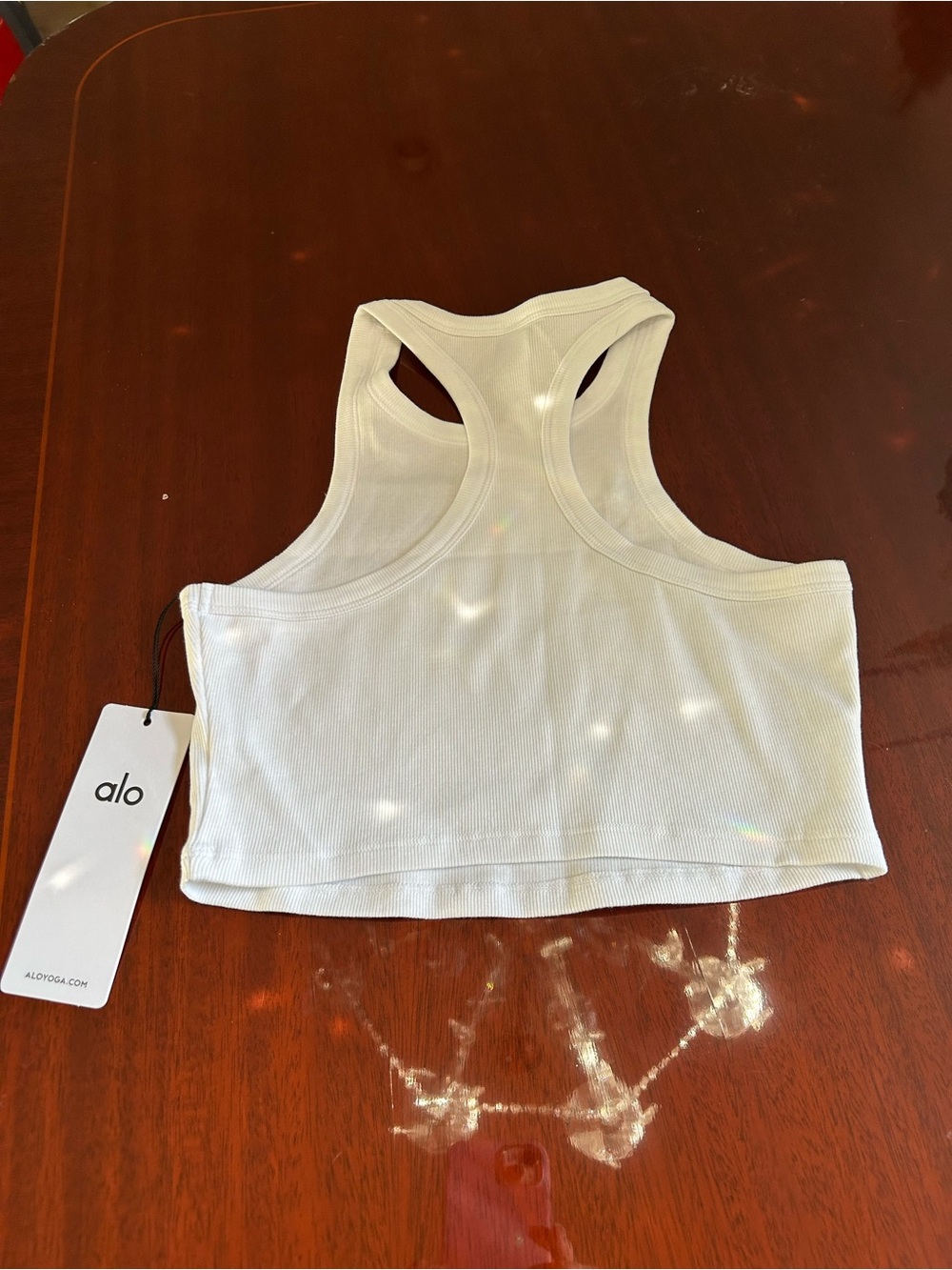 ALO Yoga White Ribbed Cropped Tank - Picture 4 of 5